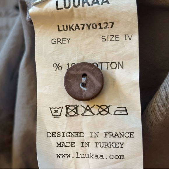 NEW Luukaa Gray Cotton Black Abstract Graphic Button Front Lagenlook Style Top - Picture 10 of 10